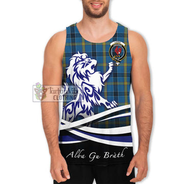 Laing Tartan Men's Tank Top with Alba Gu Brath Regal Lion Emblem