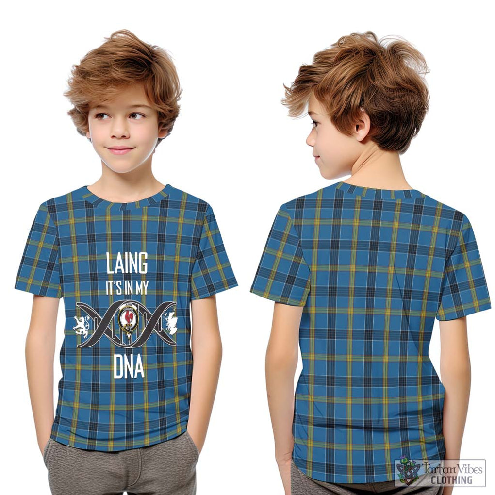 Laing Tartan Kid T-Shirt with Family Crest DNA In Me Style Youth XL Size14 - Tartanvibesclothing Shop