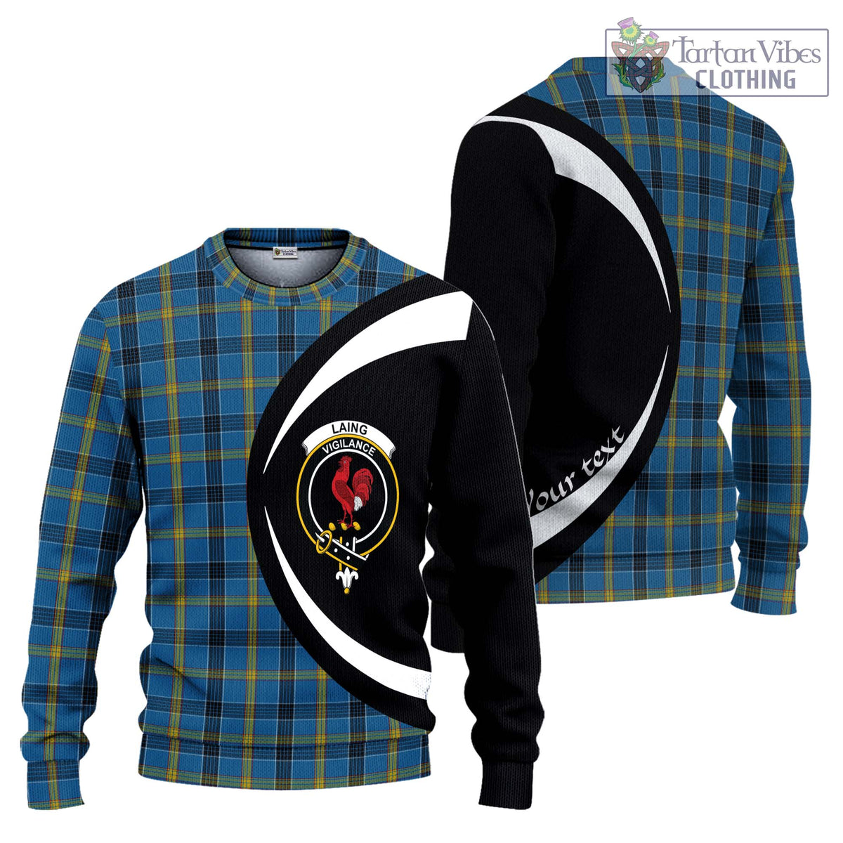 Laing Tartan Ugly Sweater with Family Crest Circle Style Unisex - Tartan Vibes Clothing