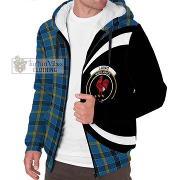 Laing Tartan Sherpa Hoodie with Family Crest Circle Style