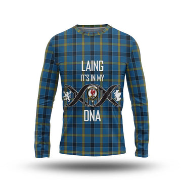 Laing Tartan Long Sleeve T-Shirt with Family Crest DNA In Me Style