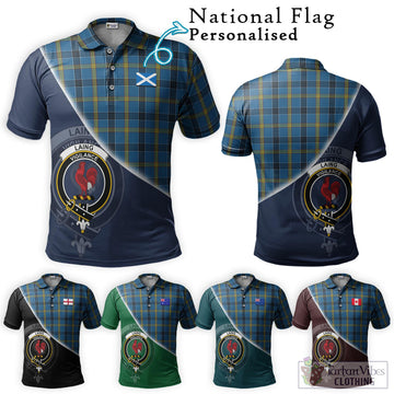 Laing Tartan Polo Shirt with Personalised National Flag and Family Crest Half Style