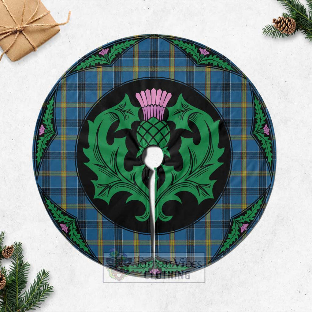 Tartan Vibes Clothing Laing Tartan Christmas Tree Skirt Scottish Thistle Style