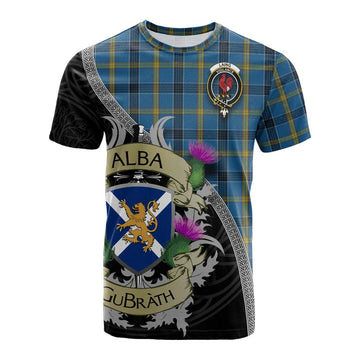 Laing Tartan Family Crest Cotton T-shirt Lion Rampant Royal Thistle Shield Celtic Inspired Kid's Shirt - Tartan Vibes Clothing