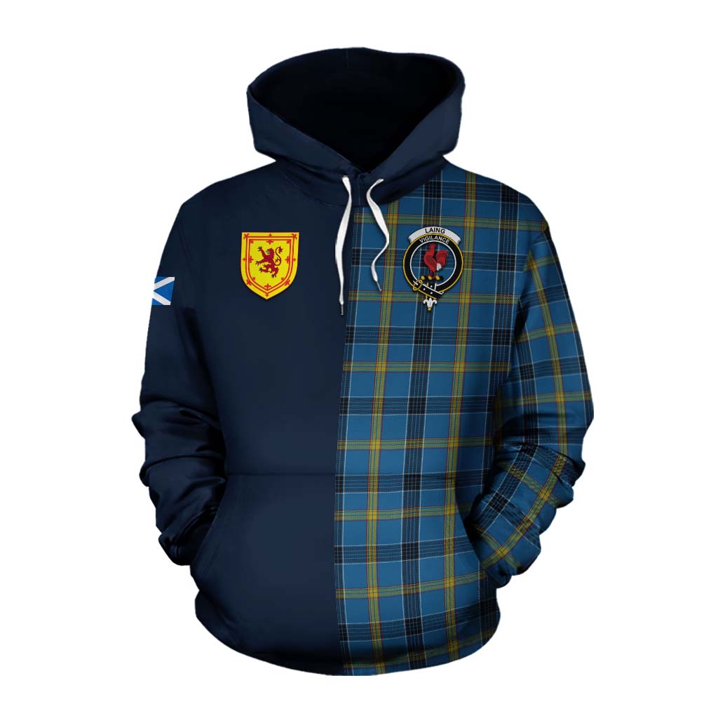 Tartan Vibes Clothing Laing Tartan Cotton Hoodie Alba with Scottish Lion Royal Arm Half Style