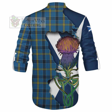 Laing Tartan Family Crest Ghillie Kilt Shirt Scottish Thistle Celtic Inspired - Tartan Vibes Clothing