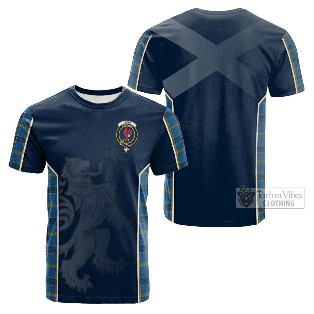 Tartan Vibes Clothing Laing Tartan Cotton T-shirt with Family Crest and Lion Rampant Vibes Sport Style