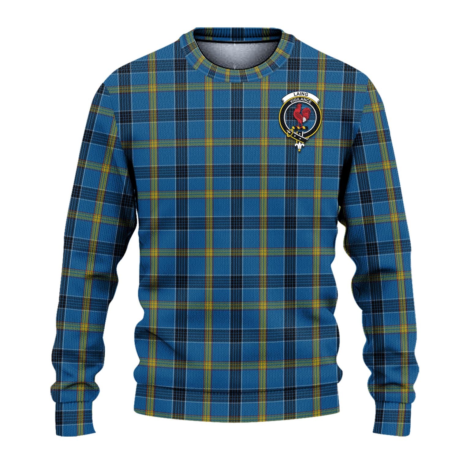 Laing Tartan Knitted Sweater with Family Crest - Tartanvibesclothing