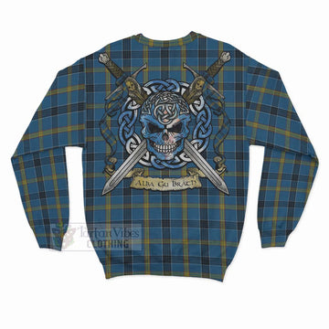 Laing Tartan Sweatshirt with Family Crest Celtic Skull Style