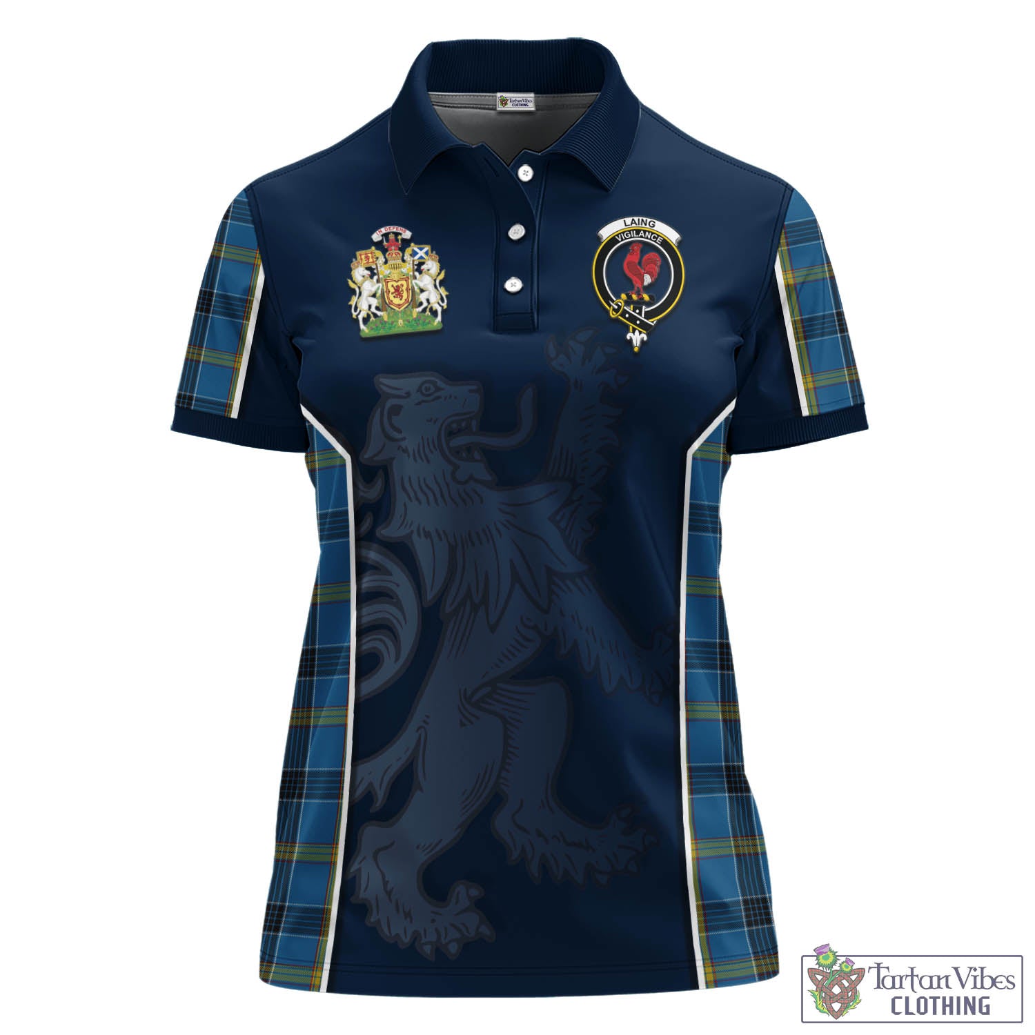 Laing Tartan Women's Polo Shirt with Family Crest and Lion Rampant Vibes Sport Style - Tartan Vibes Clothing