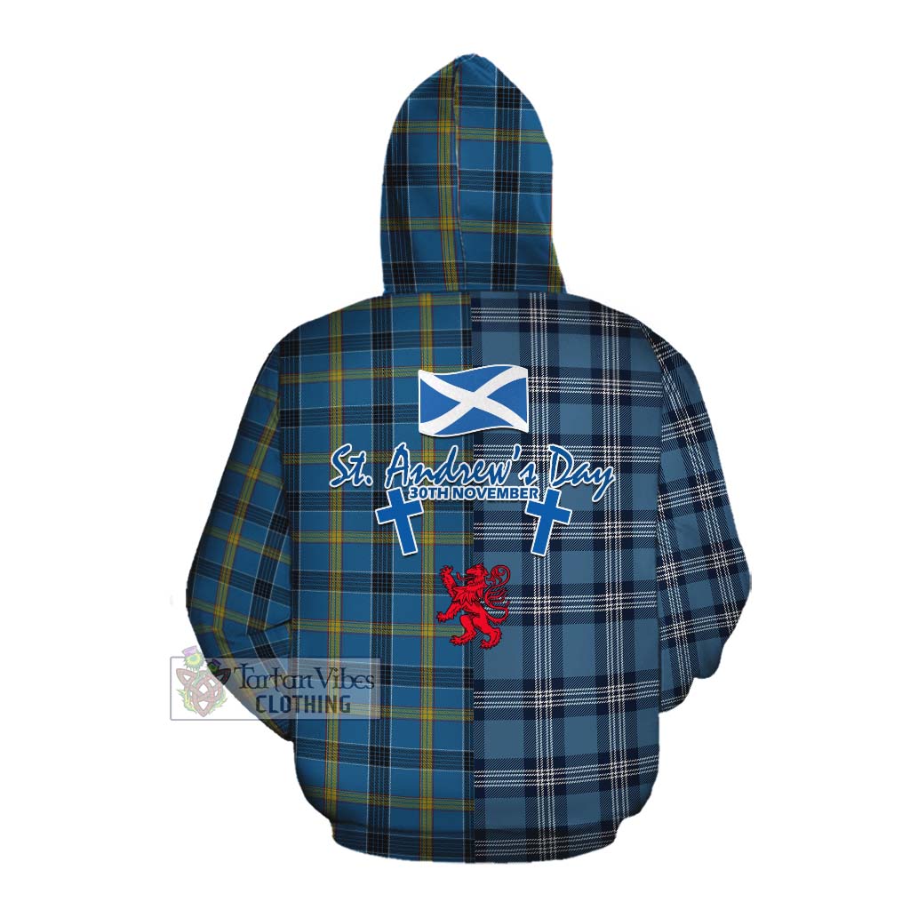 Tartan Vibes Clothing Laing Tartan Cotton Hoodie Happy St. Andrew's Day Half Tartan Style