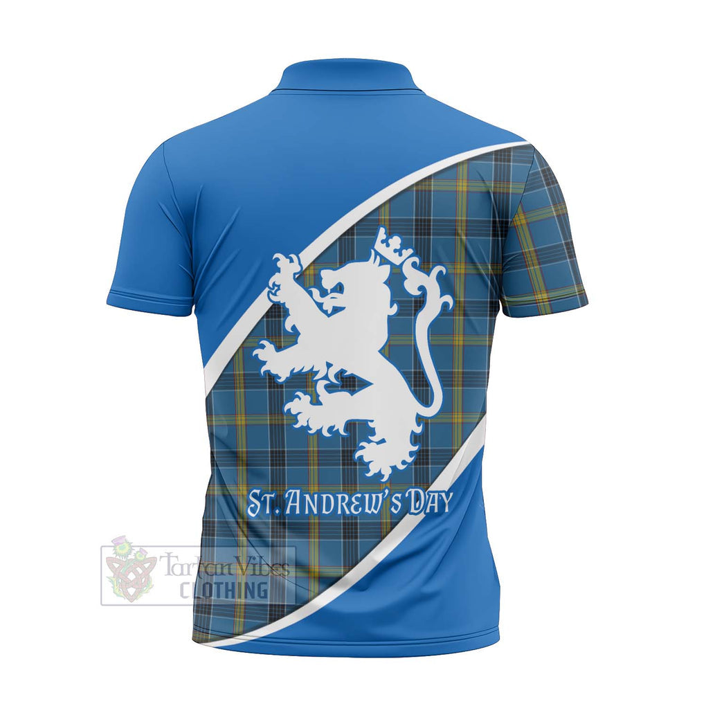 Tartan Vibes Clothing Laing Family Crest Tartan Zipper Polo Shirt Celebrate Saint Andrew's Day in Style