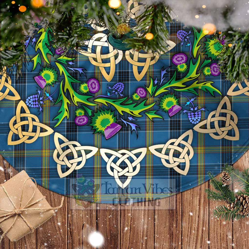 Tartan Vibes Clothing Laing Tartan Christmas Tree Skirt with Thistle Celtic Knot Style