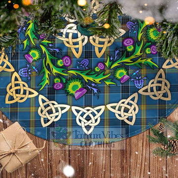 Laing Tartan Christmas Tree Skirt with Thistle Celtic Knot Style