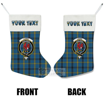 Laing Tartan Family Crest Christmas Stocking with Personalized Text