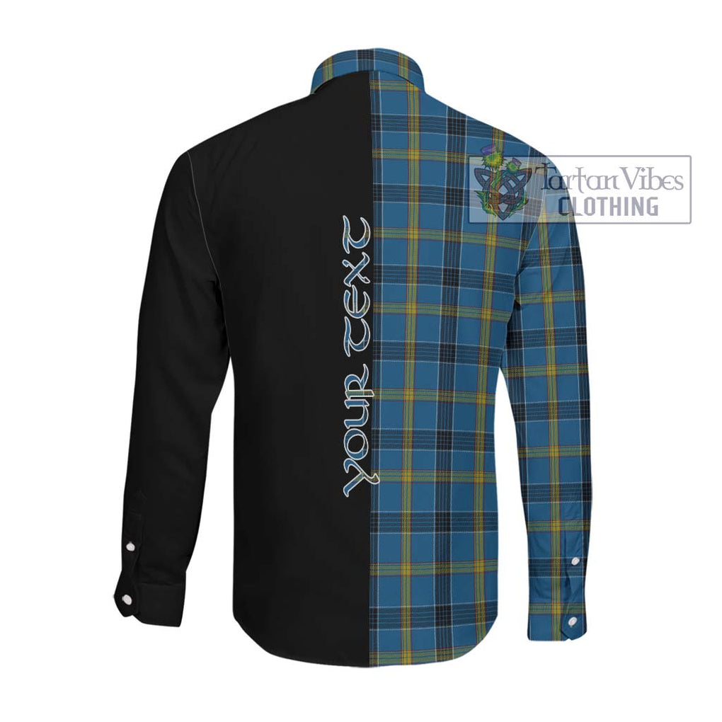 Laing Tartan Long Sleeve Button Shirt with Family Crest and Half Of Me Style Men's Shirt - Tartanvibesclothing Shop