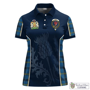 Laing Tartan Women's Polo Shirt with Family Crest and Scottish Thistle Vibes Sport Style