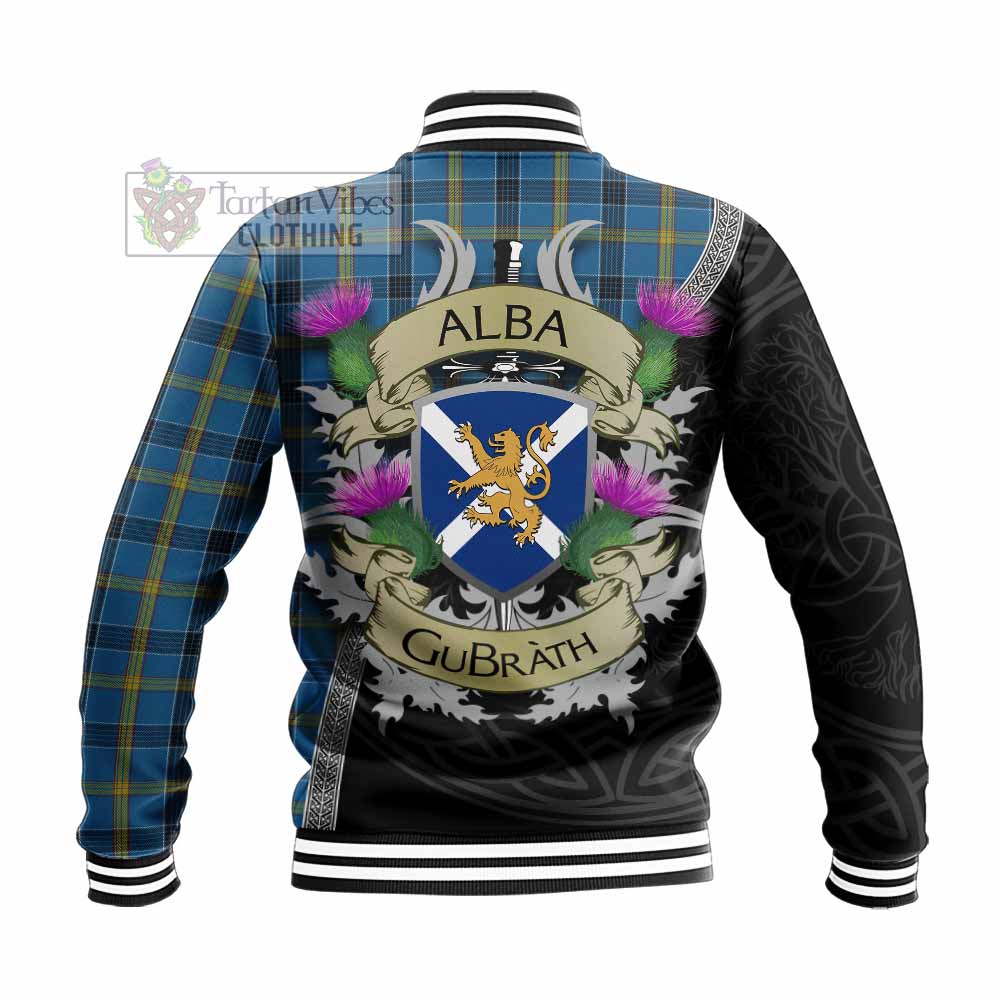 Laing Tartan Family Crest Baseball Jacket Lion Rampant Royal Thistle Shield Celtic Inspired - Tartan Vibes Clothing