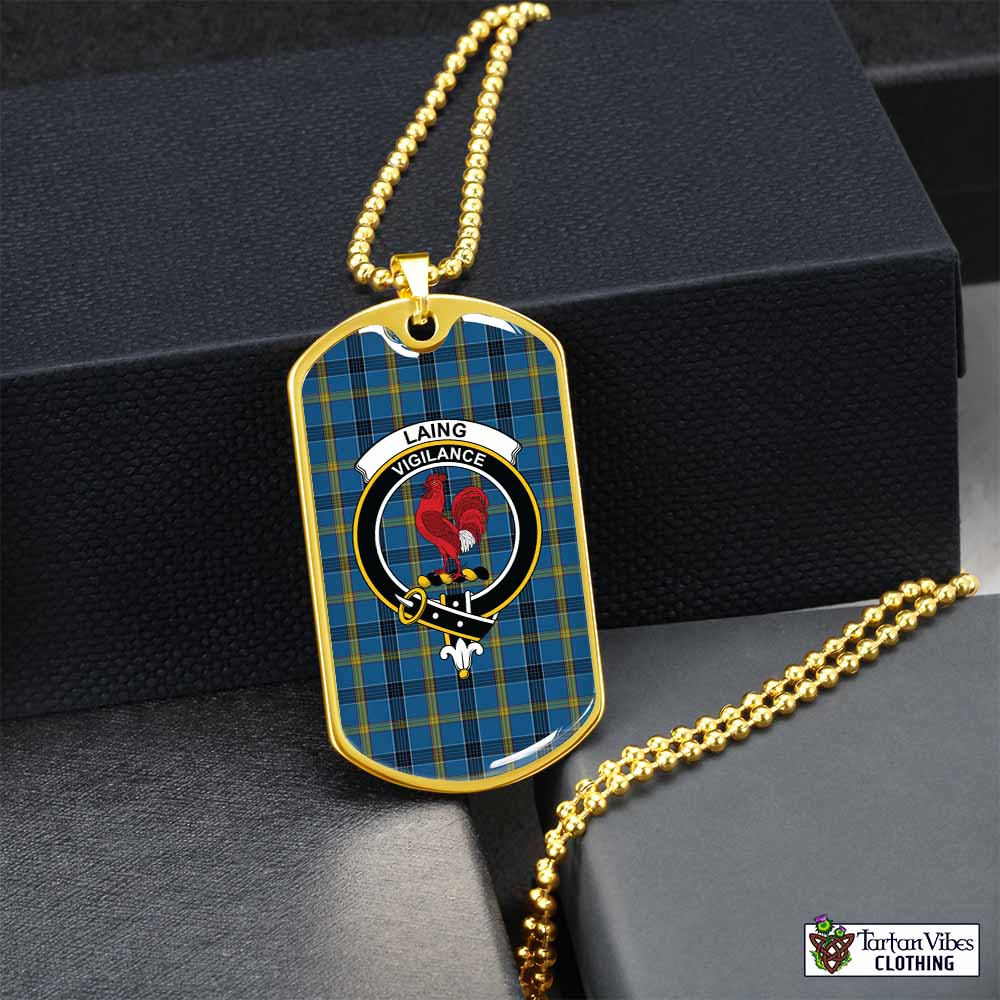 Tartan Vibes Clothing Laing Tartan Dog Tag Necklace with Family Crest