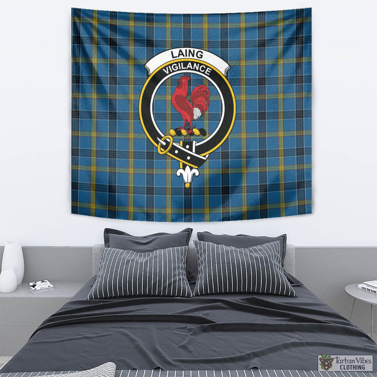 Tartan Vibes Clothing Laing Tartan Tapestry Wall Hanging and Home Decor for Room with Family Crest