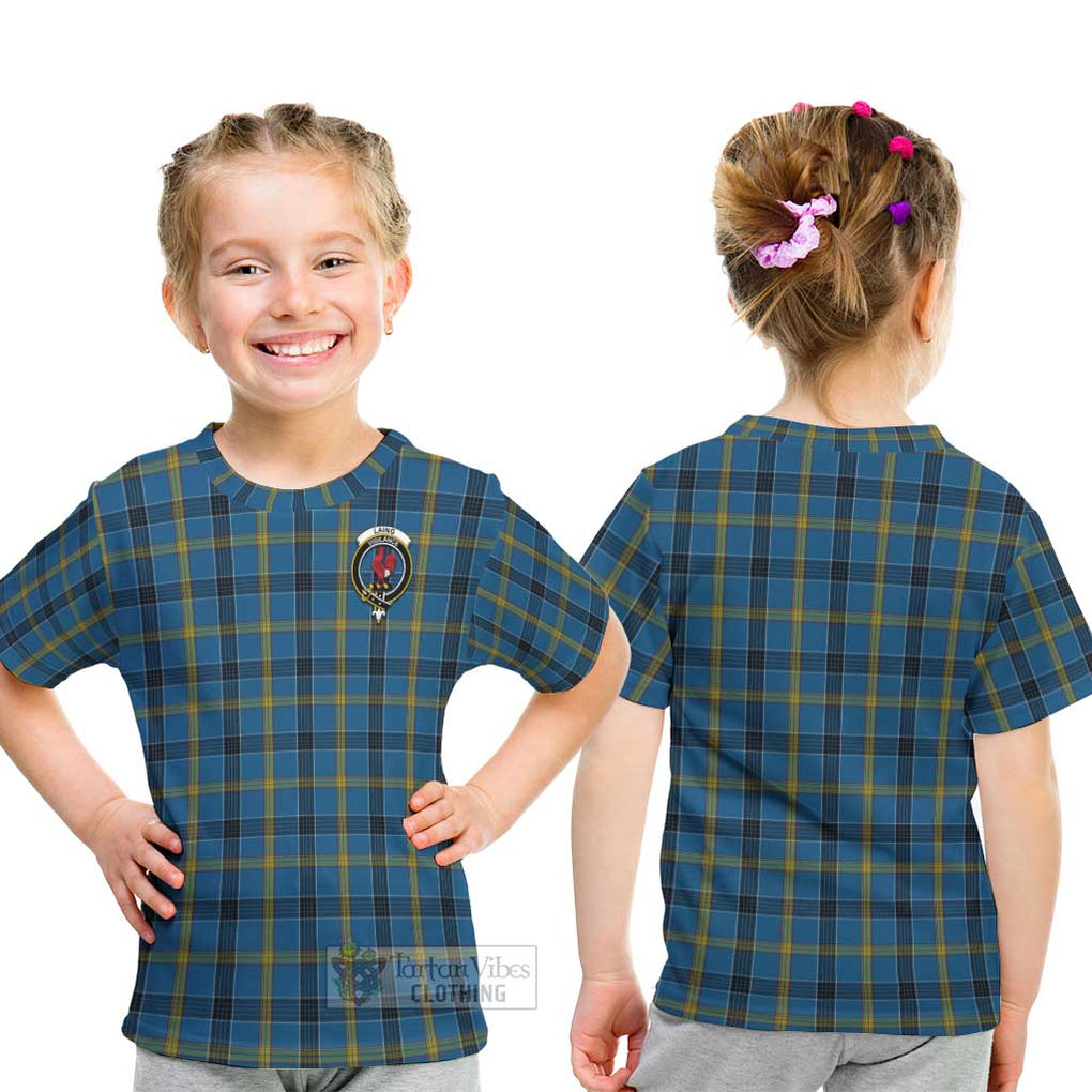 Laing Tartan Kid T-Shirt with Family Crest - Tartanvibesclothing Shop