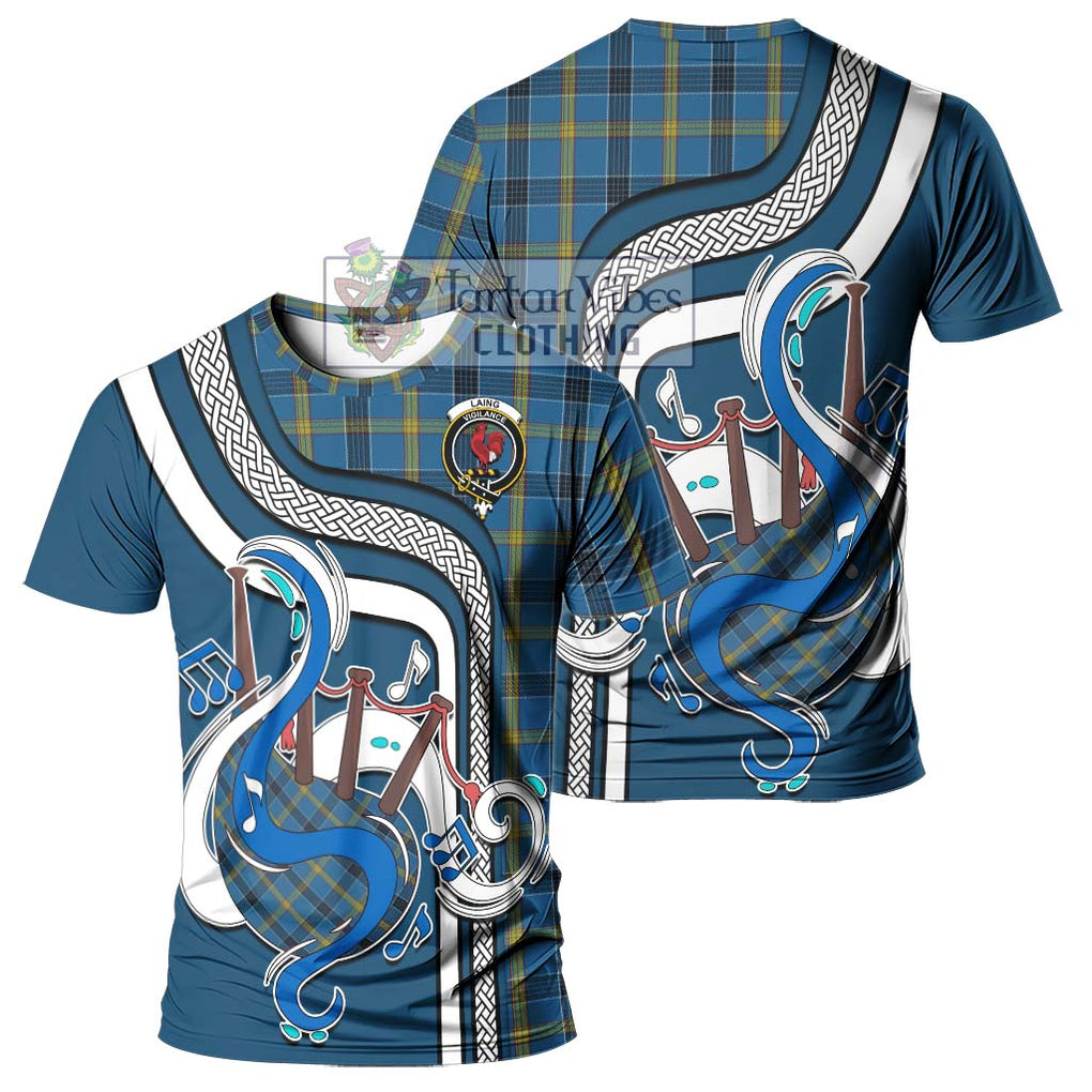 Laing Tartan T-Shirt with Epic Bagpipe Style - Tartanvibesclothing Shop