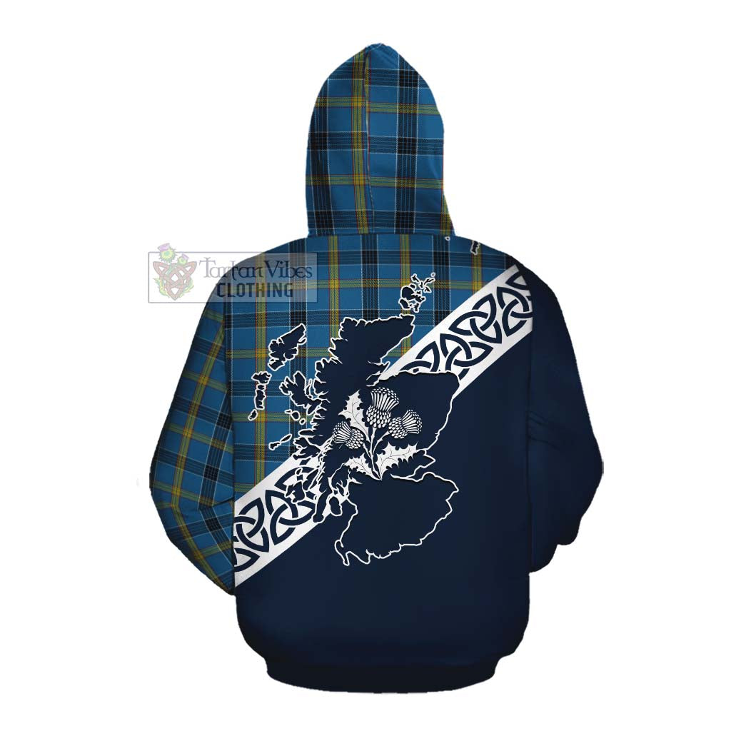 Tartan Vibes Clothing Laing Tartan Cotton Hoodie Featuring Thistle and Scotland Map