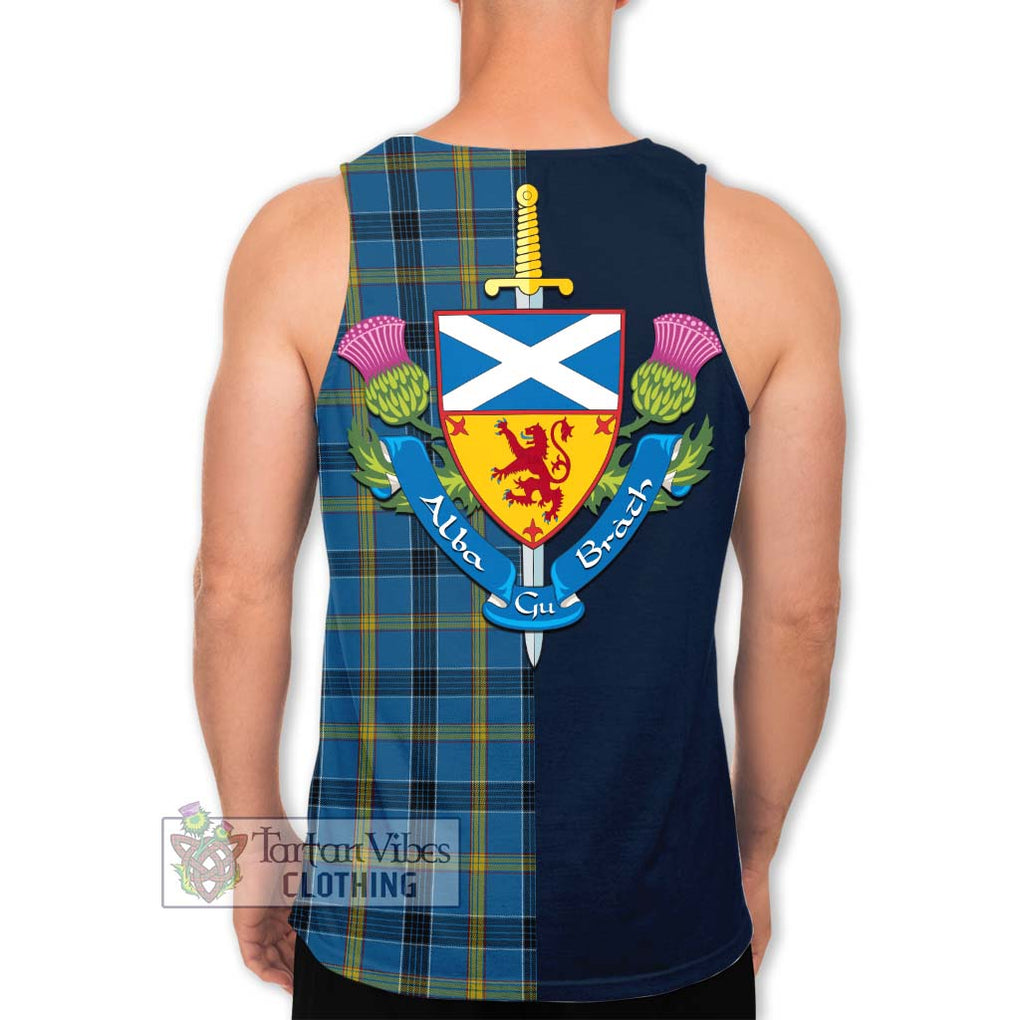 Tartan Vibes Clothing Laing Tartan Men's Tank Top with Scottish Lion Royal Arm Half Style