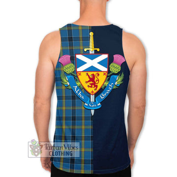 Laing Tartan Men's Tank Top Alba with Scottish Lion Royal Arm Half Style