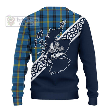 Laing Tartan Ugly Sweater Featuring Thistle and Scotland Map