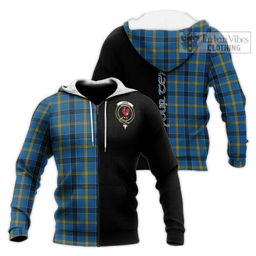 Laing Tartan Knitted Hoodie with Family Crest and Half Of Me Style