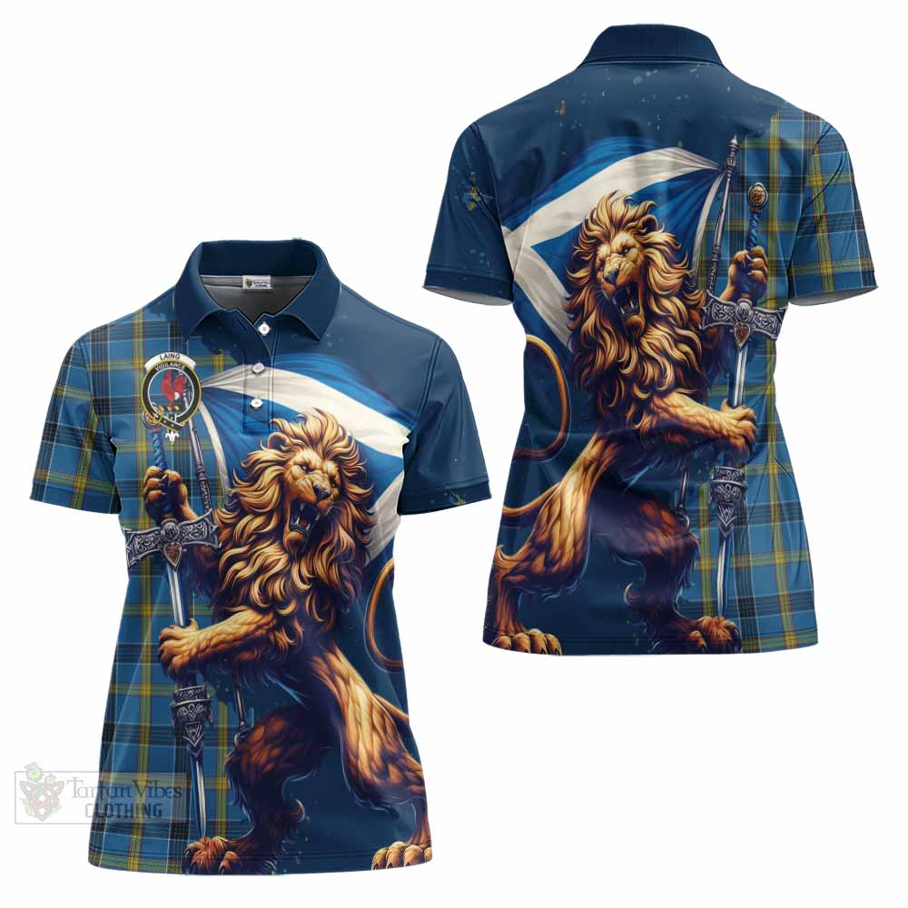 Tartan Vibes Clothing Laing Tartan Family Crest Women's Polo Shirt with Scottish Majestic Lion