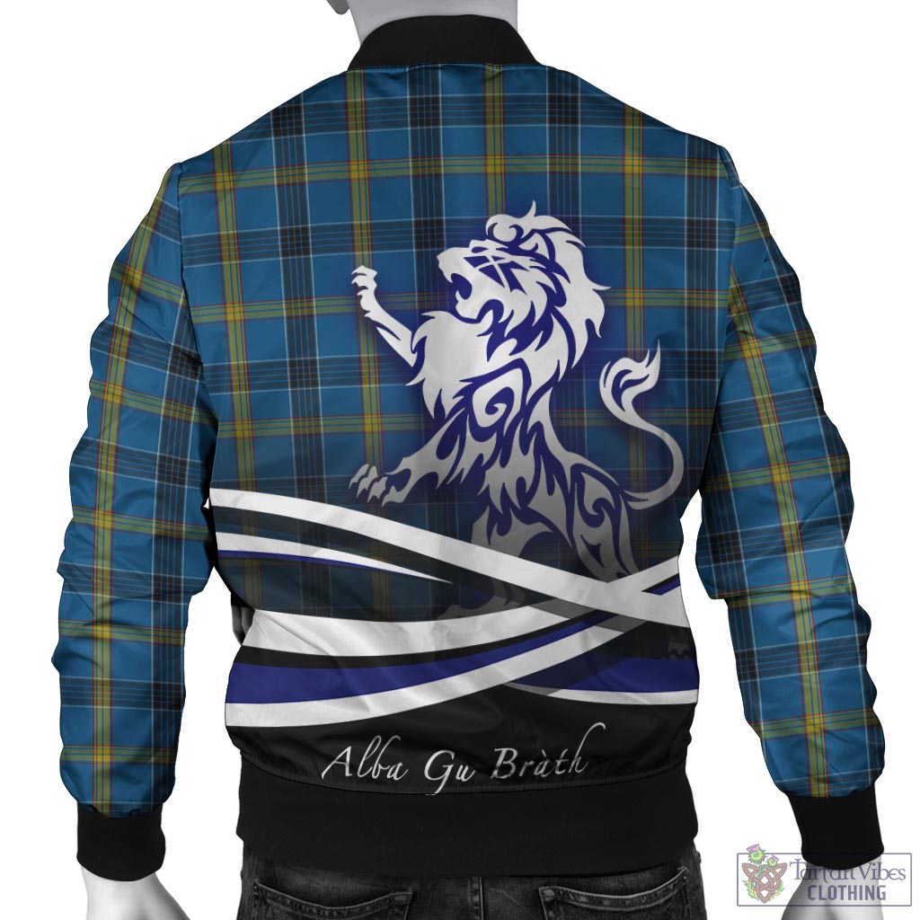 Tartan Vibes Clothing Laing Tartan Bomber Jacket with Alba Gu Brath Regal Lion Emblem