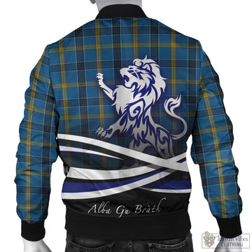 Laing Tartan Bomber Jacket with Alba Gu Brath Regal Lion Emblem