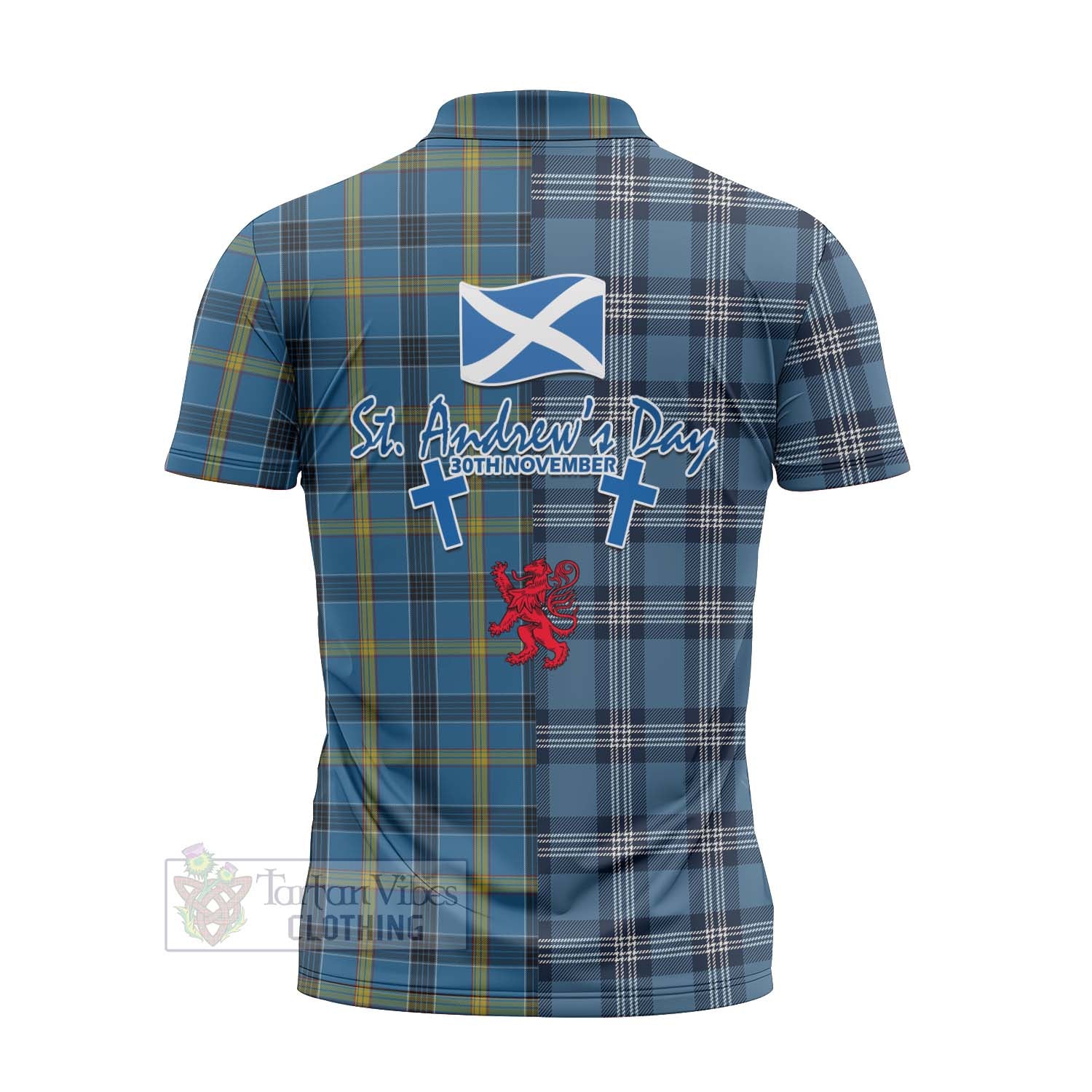 Tartan Vibes Clothing Laing Tartan Zipper Polo Shirt Happy St. Andrew's Day Half Tartan Style