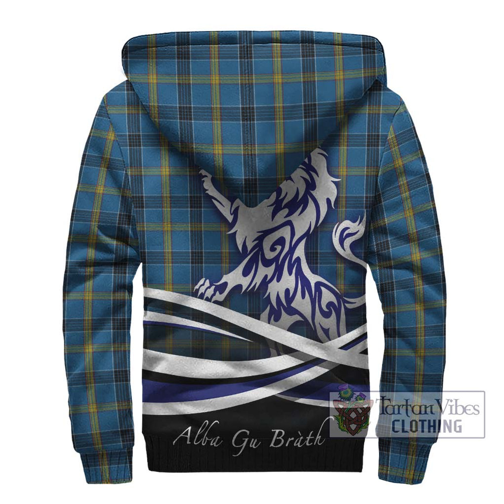 Laing Tartan Sherpa Hoodie with Alba Gu Brath Regal Lion Emblem - Tartanvibesclothing Shop