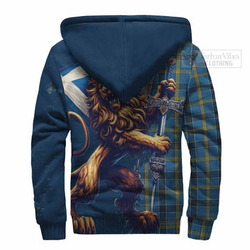 Laing Tartan Family Crest Sherpa Hoodie with Scottish Majestic Lion