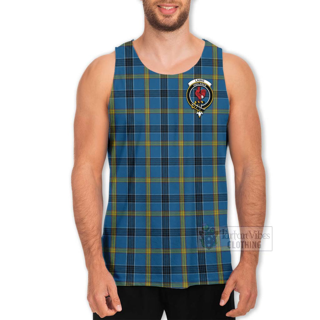 Tartan Vibes Clothing Laing Tartan Men's Tank Top with Family Crest Celtic Skull Style