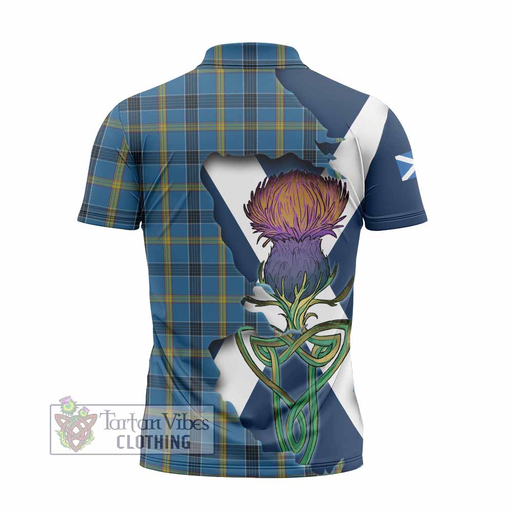 Laing Tartan Family Crest Zipper Polo Shirt Scottish Thistle Celtic Inspired - Tartan Vibes Clothing