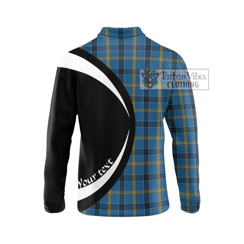 Laing Tartan Long Sleeve Polo Shirt with Family Crest Circle Style - Tartan Vibes Clothing