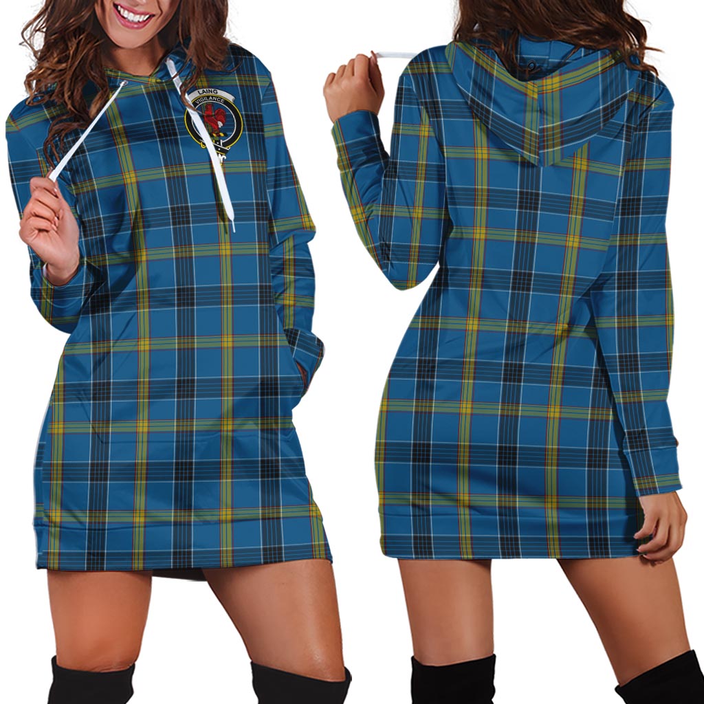 Laing Tartan Hoodie Dress with Family Crest - Tartan Vibes Clothing