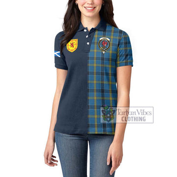 Laing Tartan Women's Polo Shirt Alba with Scottish Lion Royal Arm Half Style