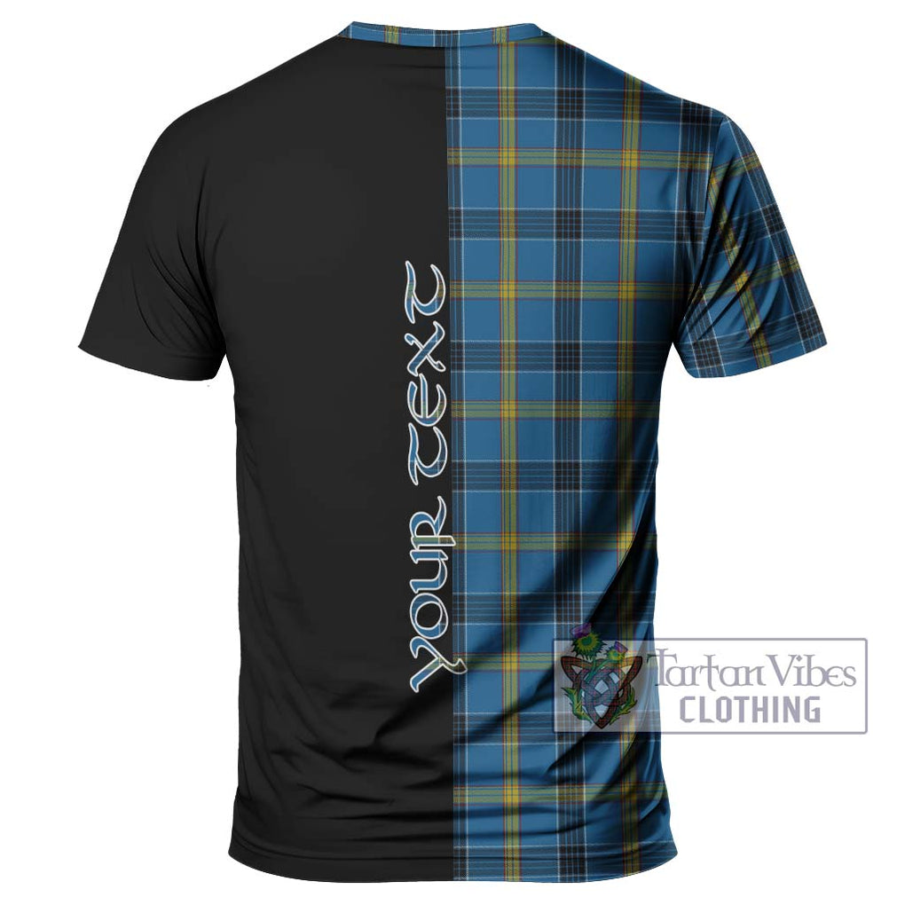 Laing Tartan T-Shirt with Family Crest and Half Of Me Style - Tartanvibesclothing Shop