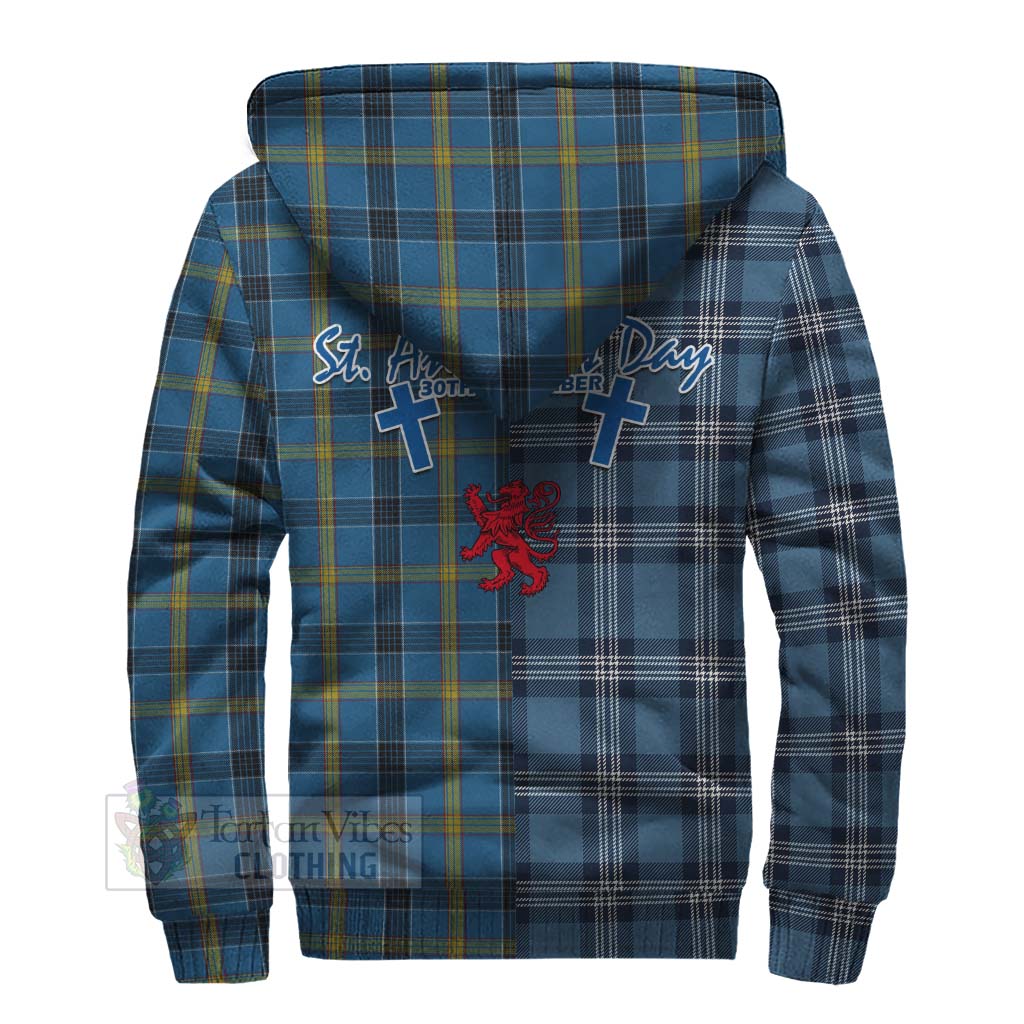 Tartan Vibes Clothing Laing Tartan Sherpa Hoodie Happy St. Andrew's Day Half Tartan Style