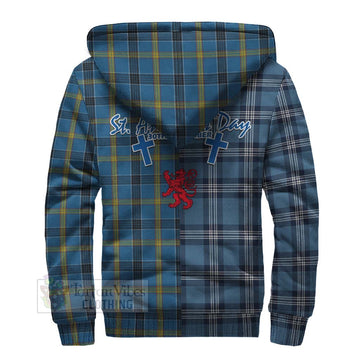 Laing Tartan Sherpa Hoodie Happy St. Andrew's Day Half Tartan Style