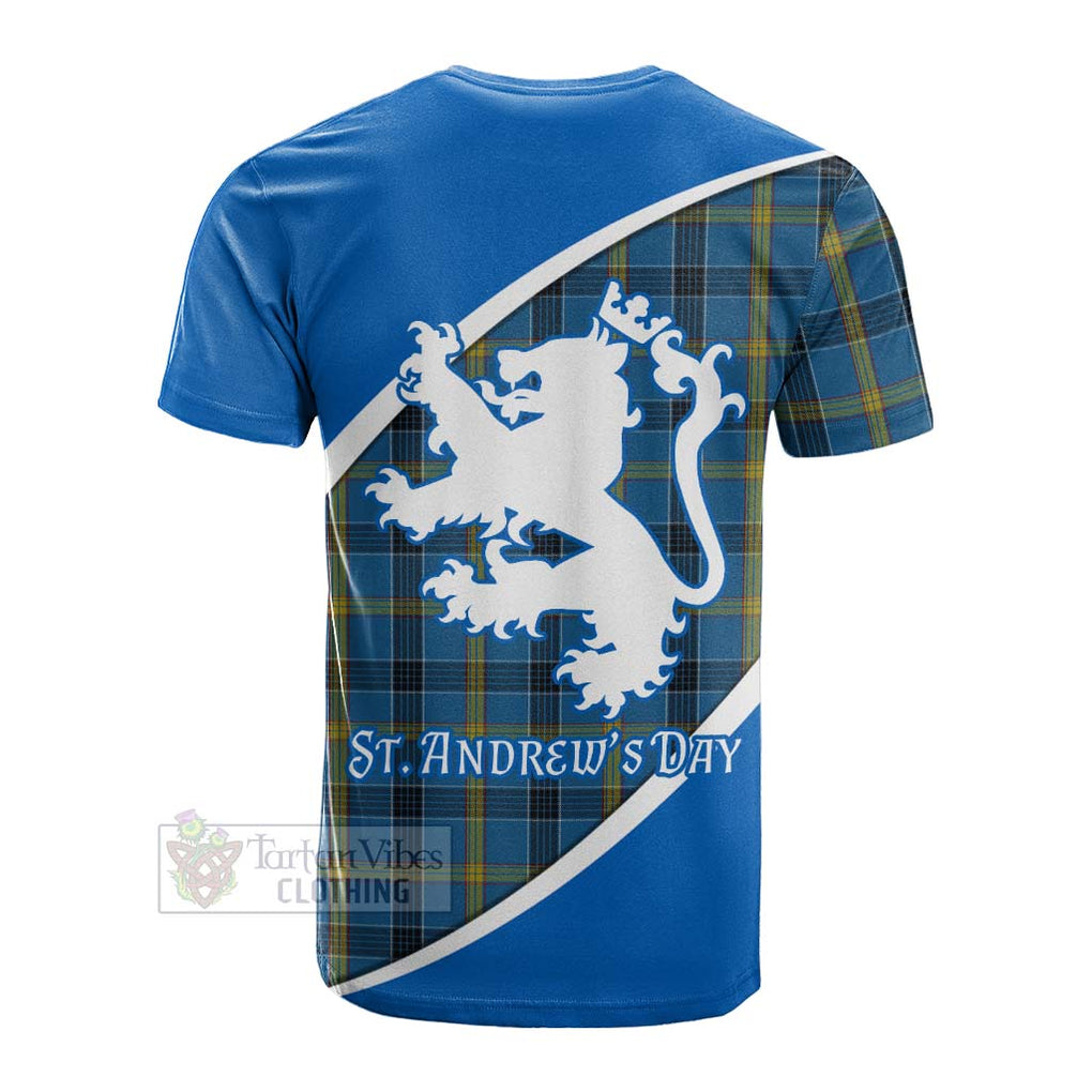 Tartan Vibes Clothing Laing Family Crest Tartan Cotton T-shirt Celebrate Saint Andrew's Day in Style