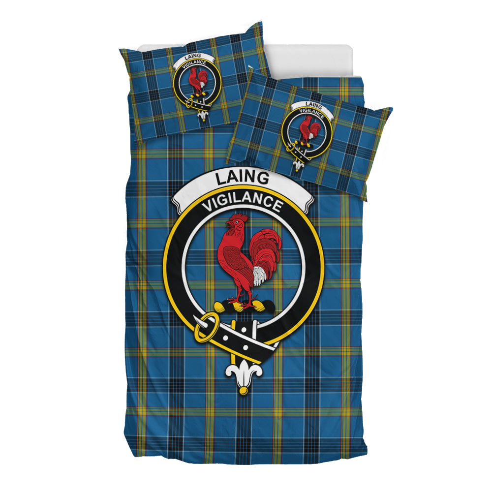 Laing Tartan Bedding Set with Family Crest - Tartan Vibes Clothing