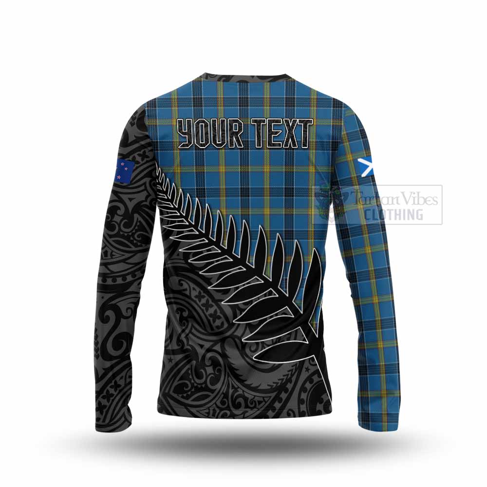 Tartan Vibes Clothing Laing Crest Tartan Long Sleeve T-Shirt with New Zealand Silver Fern Half Style