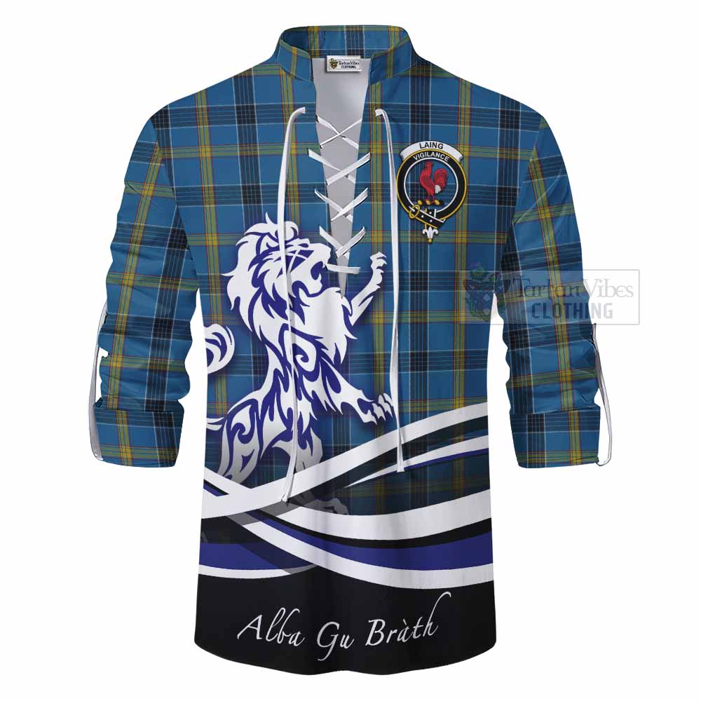 Tartan Vibes Clothing Laing Tartan Ghillie Kilt Shirt with Alba Gu Brath Regal Lion Emblem