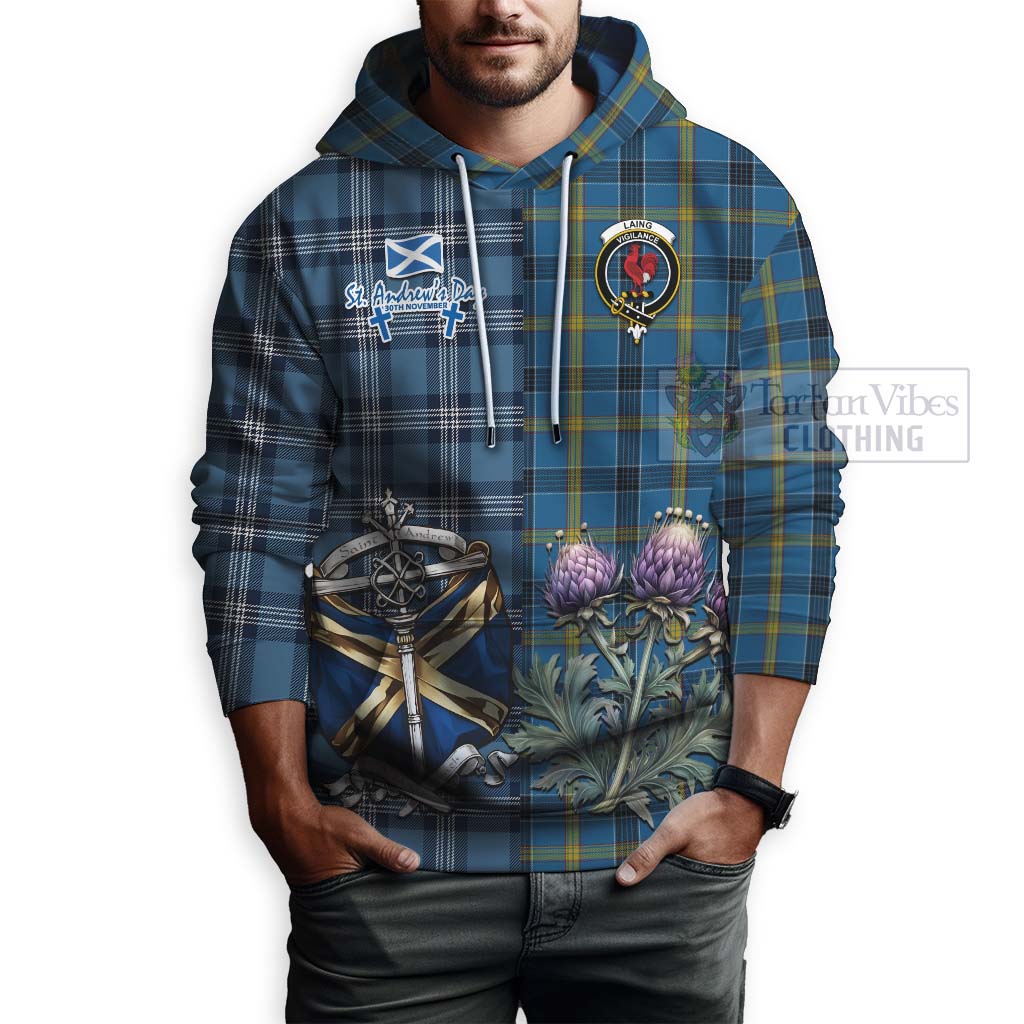 Tartan Vibes Clothing Laing Tartan Hoodie Happy St. Andrew's Day Half Tartan Style